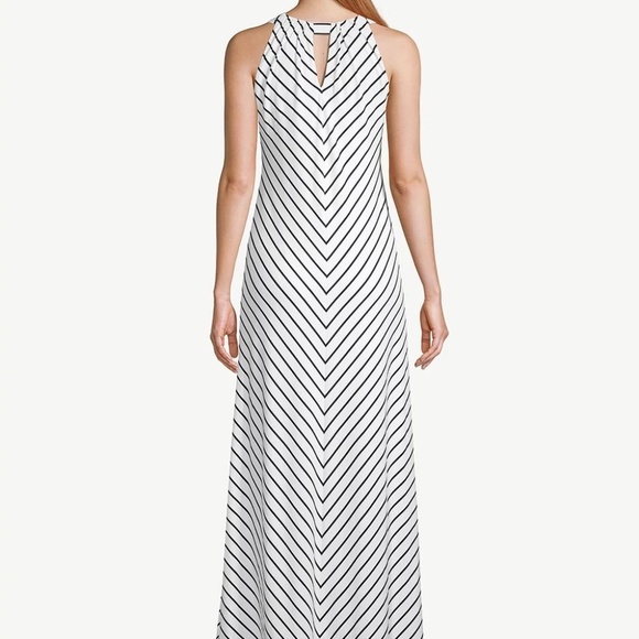 Chico’s Sleeveless Halter-Neck Striped Maxi Dress EUC - Picture 2 of 7